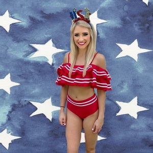 Red Ruffle bikini